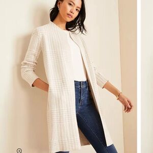 Ann Taylor Classic Houndstooth Belted Coatigan Size Medium